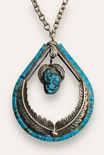 Vintage 1970's Sterling Silver and Turquoise Statement Necklace Selected By Afterlife Boutique