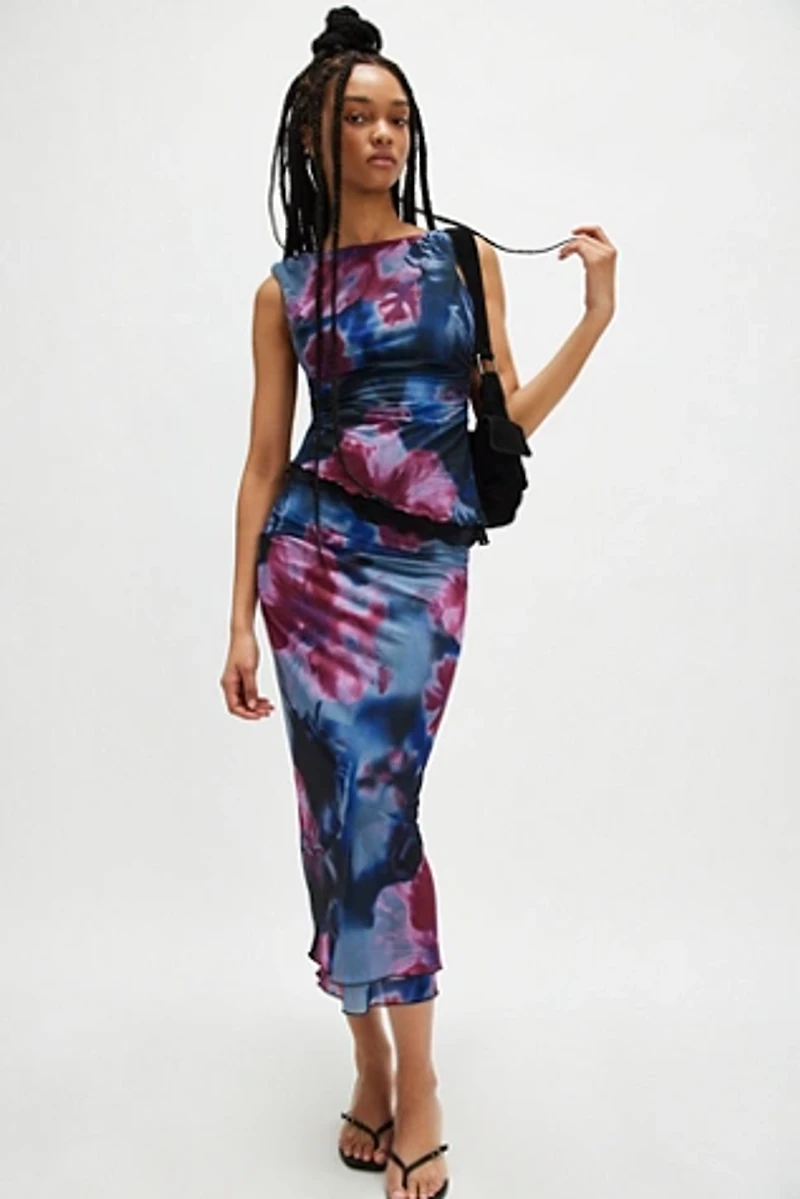 Sunset Mesh Midi Skirt