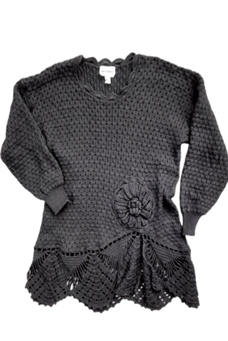 1990's Von Saken Crochet Tunic Sweater Selected by Garbage Soup
