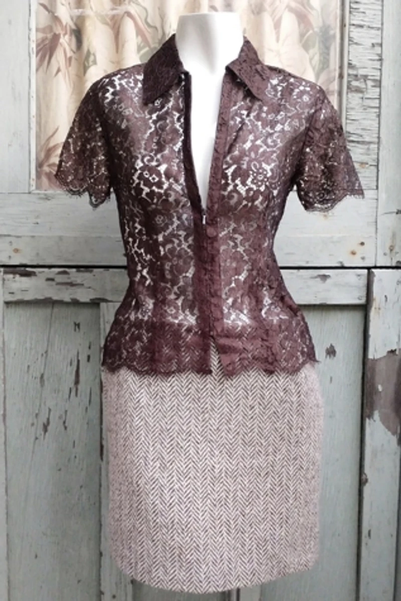 1990's Zip Front Lace Top Selected by Garbage Soup