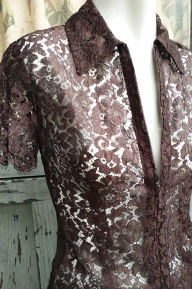 1990's Zip Front Lace Top Selected by Garbage Soup