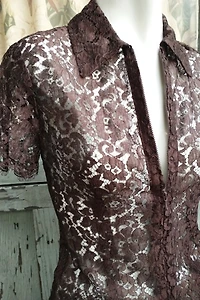 1990's Zip Front Lace Top Selected by Garbage Soup