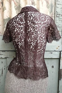 1990's Zip Front Lace Top Selected by Garbage Soup