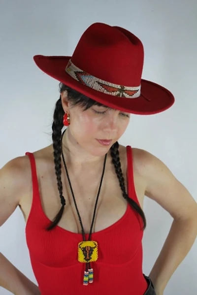 Vintage Beaded Western Bull Bolo Tie Necklace Selected By Moons + Junes Vintage