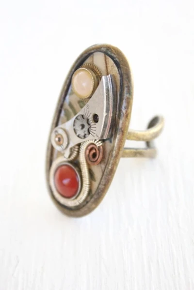 Vintage Steampunk Gears Statement Ring Selected By Moons + Junes Vintage