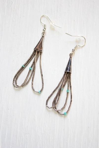 Vintage Turquoise Sterling Dangle Earrings Selected By Moons + Junes Vintage