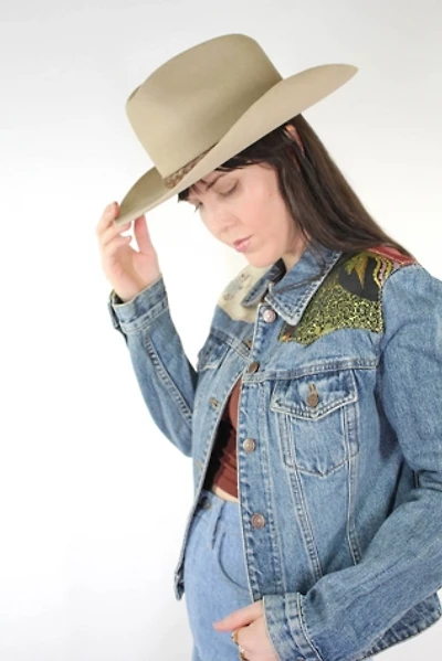 Reworked Vintage Patchwork Jean Jacket Selected By Moons + Junes Vintage