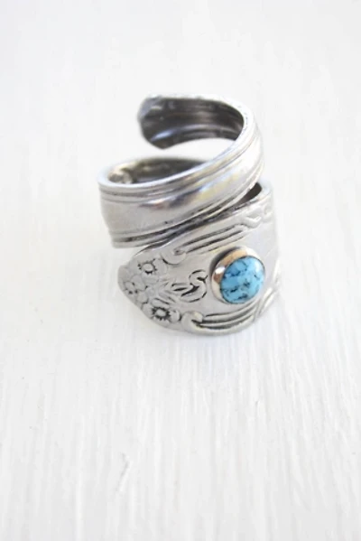 Vintage Turquoise Stone Spoon Ring Selected By Moons + Junes Vintage