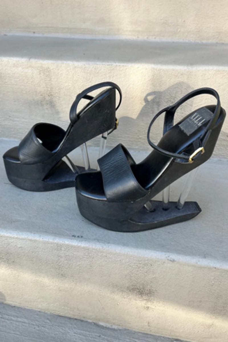 90's Black Acrylic Spike Heels Selected by Wax Plant