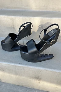 90's Black Acrylic Spike Heels Selected by Wax Plant