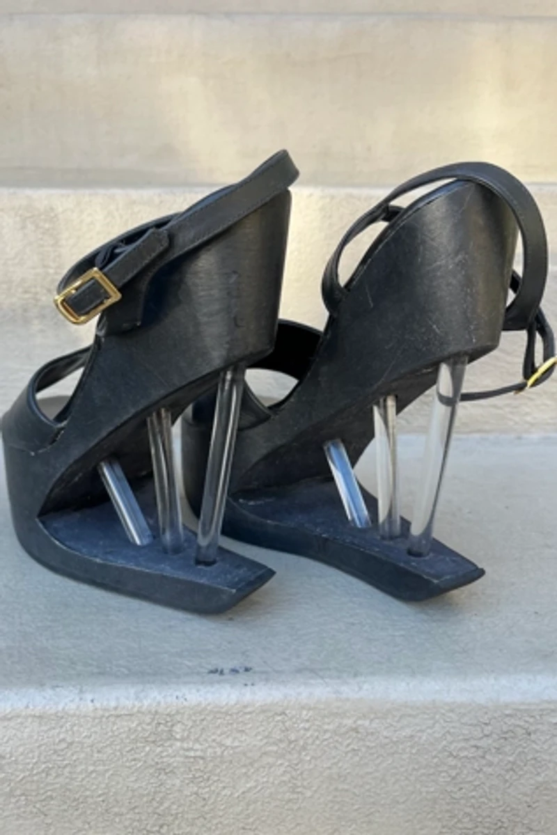 90's Black Acrylic Spike Heels Selected by Wax Plant