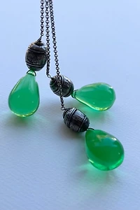 Green Glass Teardrop Necklace Selected by Wax Plant