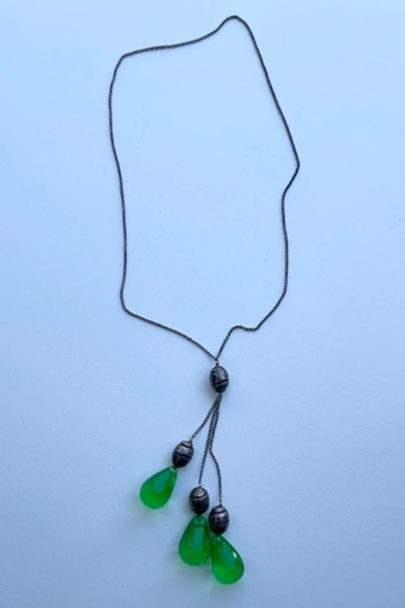 Green Glass Teardrop Necklace Selected by Wax Plant