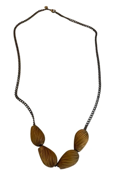 Vintage Brass Bead Necklace On Gunmetal Chain Selected By Ankh By Racquel