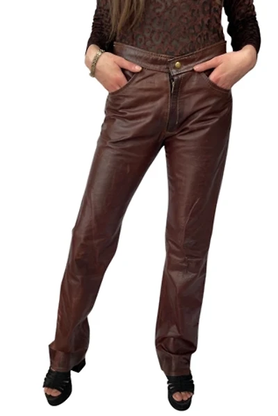 Vintage High-Waisted Brown Leather Pants Selected By Ankh By Racquel