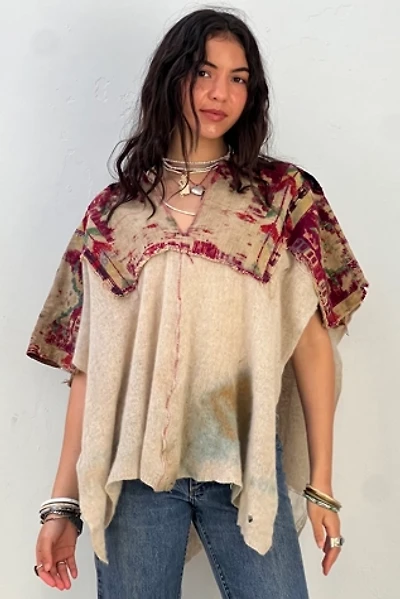 Anna Corinna Reworked Vintage Woven Wool and Cashmere  Poncho Top