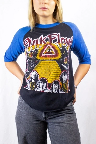 Vintage 70s Pink Floyd Parking Lot Raglan Concert T Shirt Selected by Black Shag Vintage