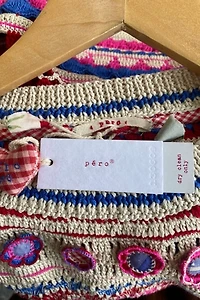 Pero Crochet Hand Knit  Floral Faire Isle Sweater