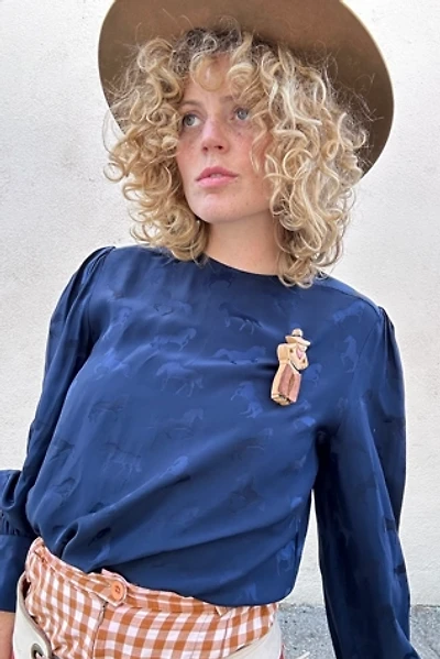 Vintage Wooden Cowboy Pin Selected by The Curatorial Dept.