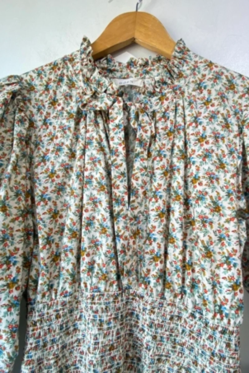 Doen Blue & Orange Floral Everly Dress Selected by The Curatorial Dept.