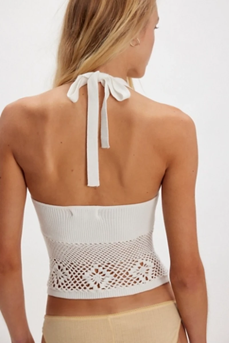 Frankies Bikinis Orchard Crochet Halter Cami