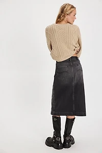 Lee Zip-Front Midi Skirt
