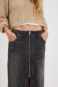 Lee Zip-Front Midi Skirt