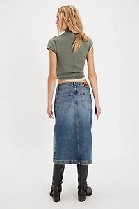 Lee Zip-Front Midi Skirt