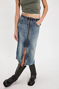 Lee Zip-Front Midi Skirt