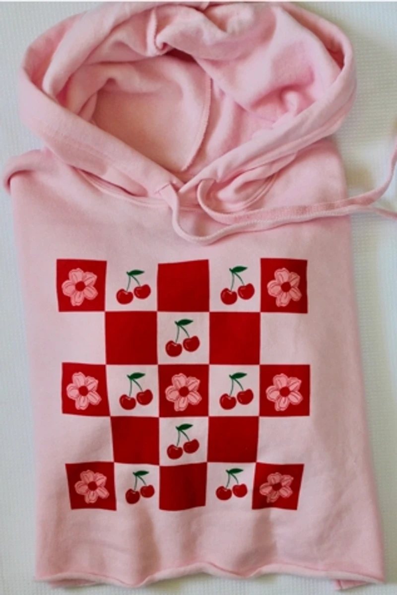 Overseasoned Cherry Picnic Cropped Hoodie