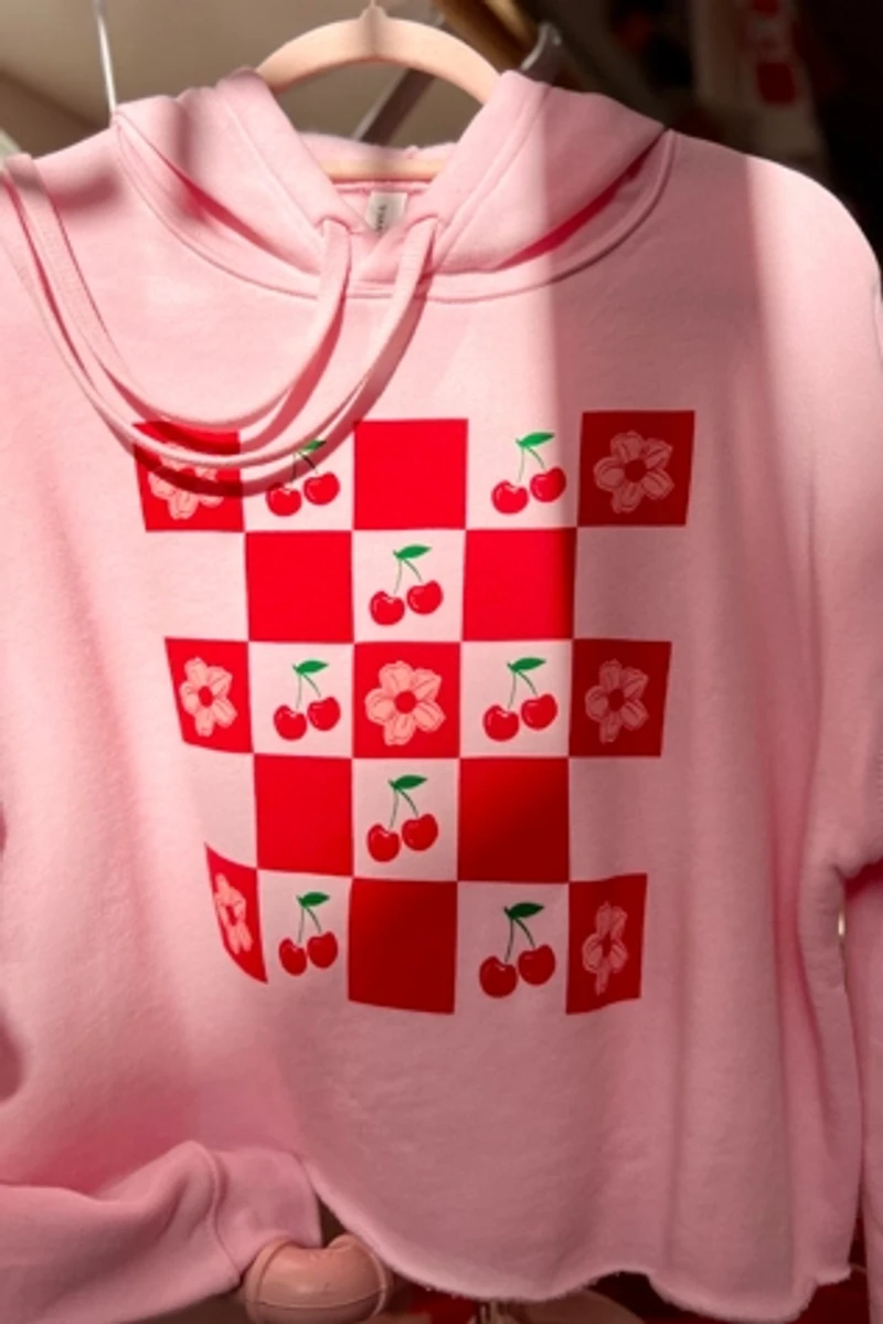 Overseasoned Cherry Picnic Cropped Hoodie