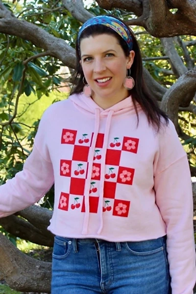 Overseasoned Cherry Picnic Cropped Hoodie
