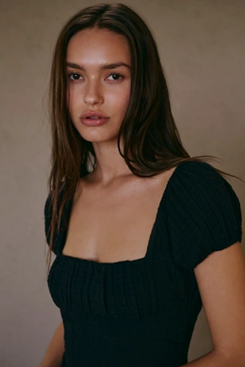 Ciara Pucker Check Midi Dress