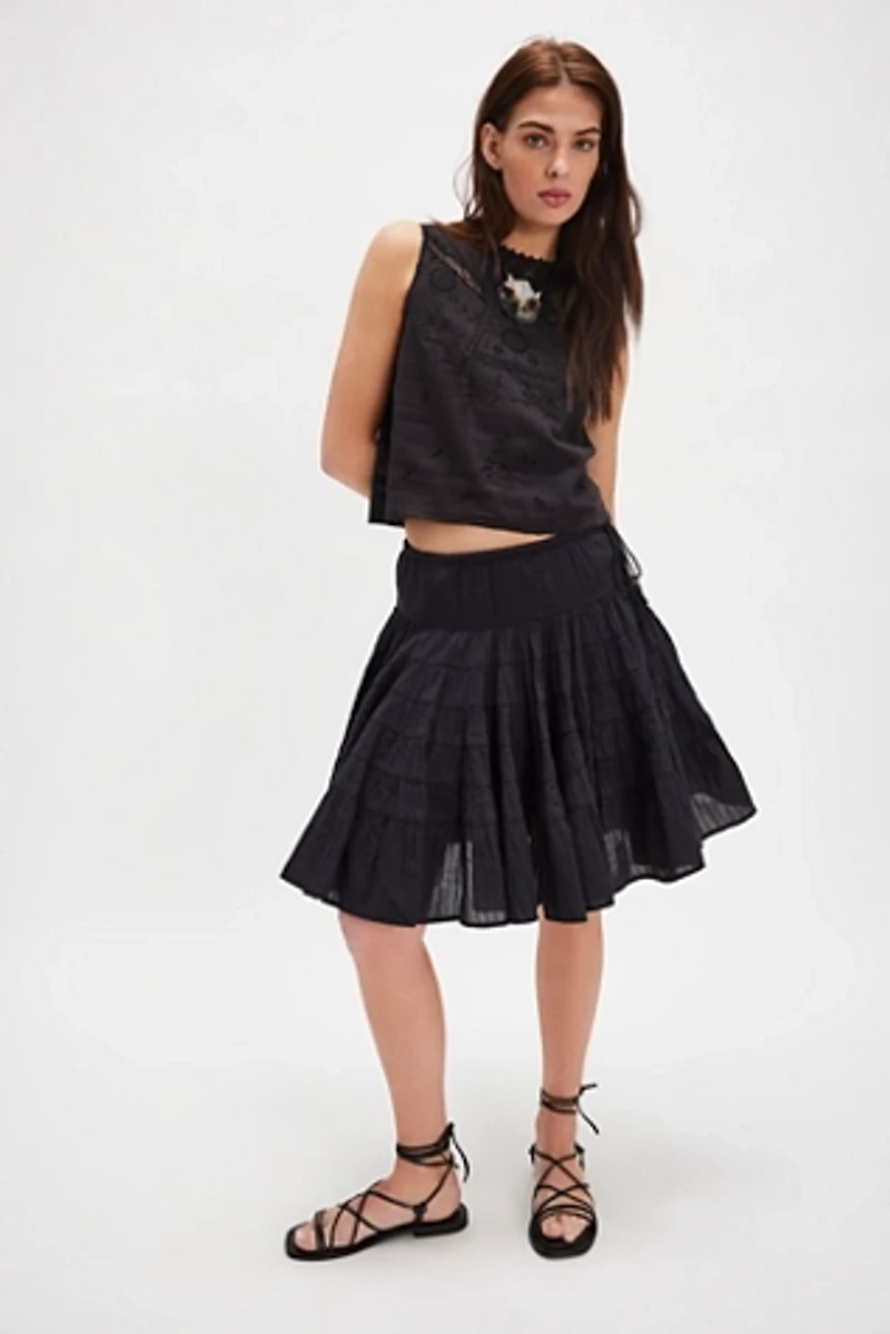 Many Layers Solid Midi Skirt
