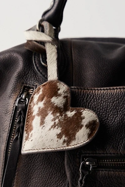 Heart Cow Hide Bag Charm