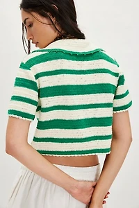 For Love & Lemons Crochet Rugby Polo Top