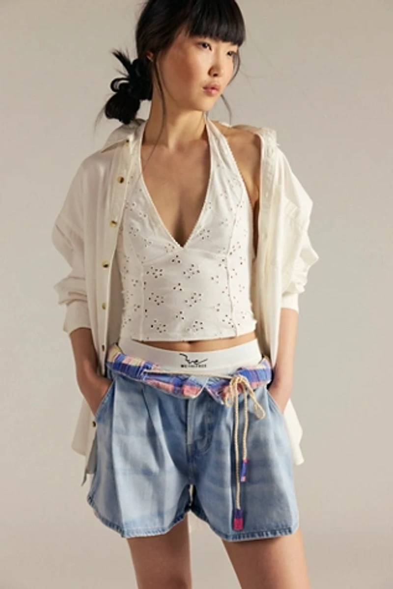 We The Free Clark Pleated Denim Shorts