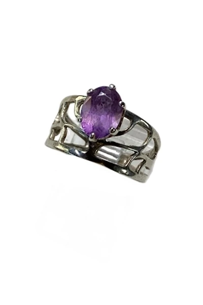 Vintage Sterling + Amethyst Openwork Ring Selected by Lux Revival