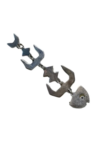 Vintage Sterling Silver Wiggle Fish Bone Pin or Pendant Selected by Lux Revival