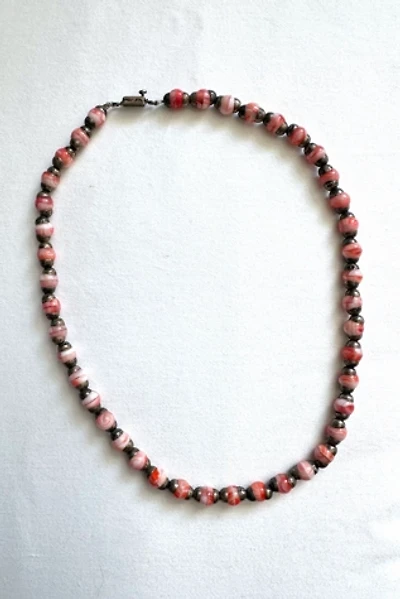 Vintage Pink Agate and Sterling Silver Necklace Selected by Grievous Angel Vintage