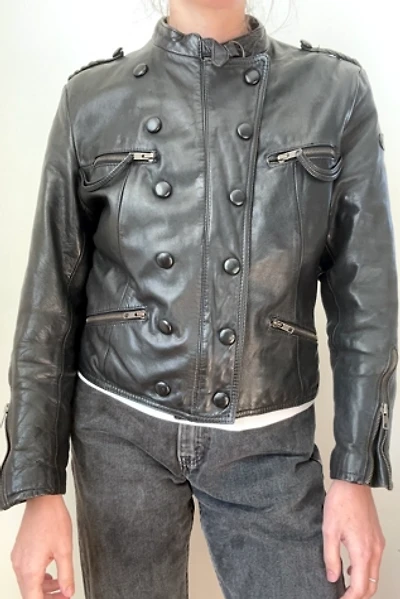 Vintage Y2K Black Leather Hein Gericke Motorcycle Jacket Selected by Cherry