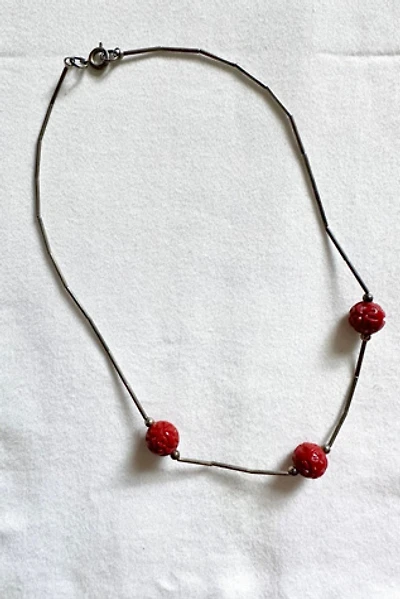 Vintage Sterling and Pink Jade Necklace Selected by Cherry