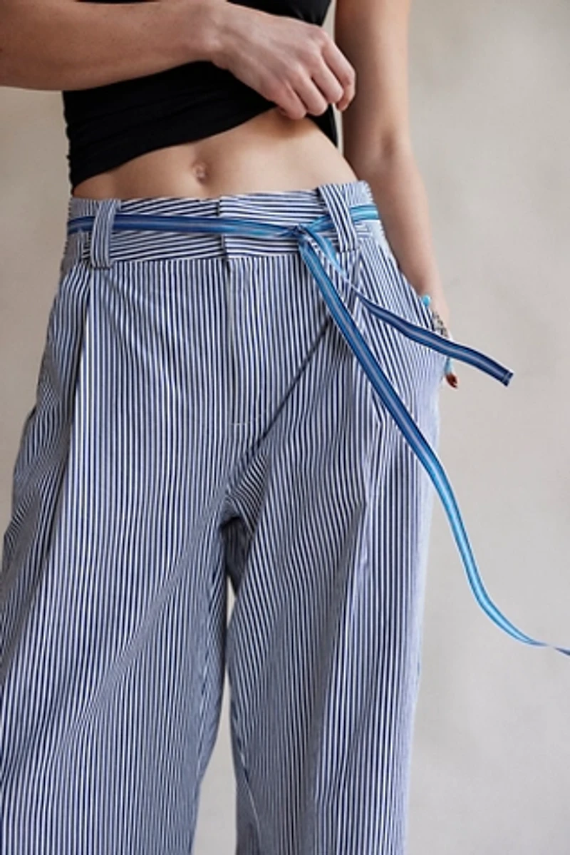 Buckle Back Stripe Trousers