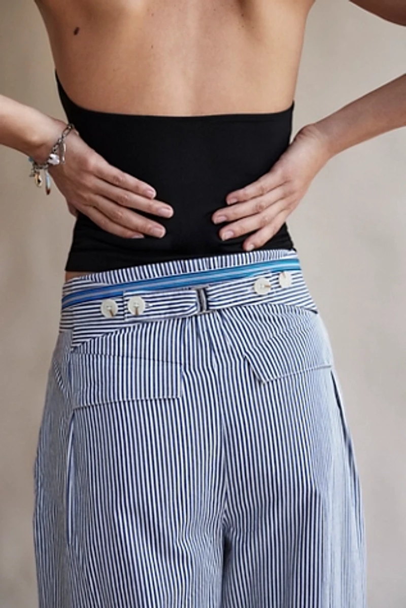 Buckle Back Stripe Trousers