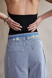 Buckle Back Stripe Trousers