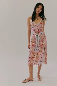 For Love & Lemons Beaded Handkerchief Midi Dress