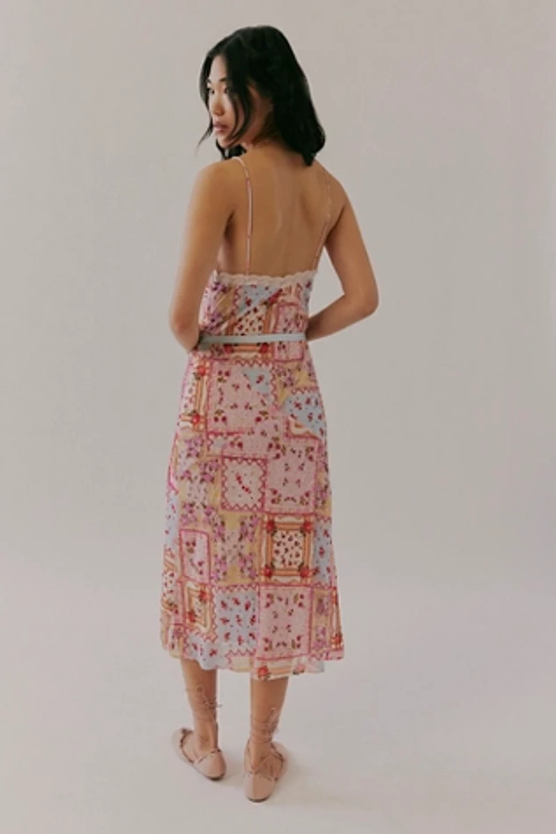 For Love & Lemons Beaded Handkerchief Midi Dress