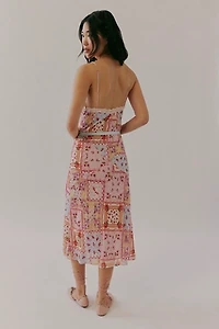 For Love & Lemons Beaded Handkerchief Midi Dress