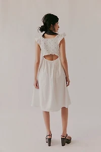 For Love & Lemons Birdie Bow Smocked Midi Dress
