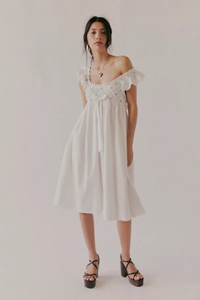For Love & Lemons Birdie Bow Smocked Midi Dress